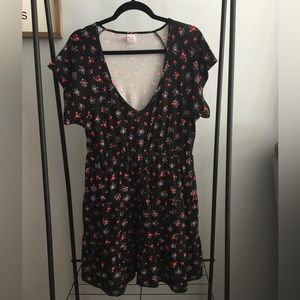 No Boundaries Black Floral Patterned Dress, XL
